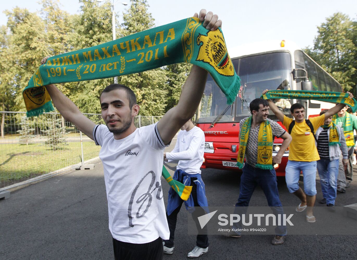 FC Anzhi fans arrive to attend Anzhi vs. Spartak match