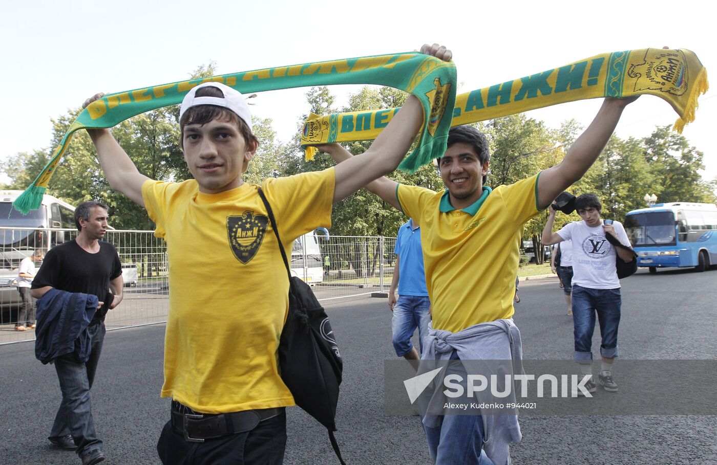 FC Anzhi fans arrive to attend Anzhi vs. Spartak match