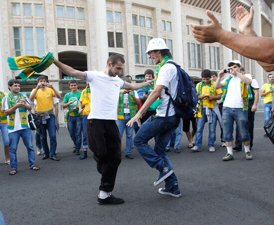 FC Anzhi fans arrive to attend Anzhi vs. Spartak match