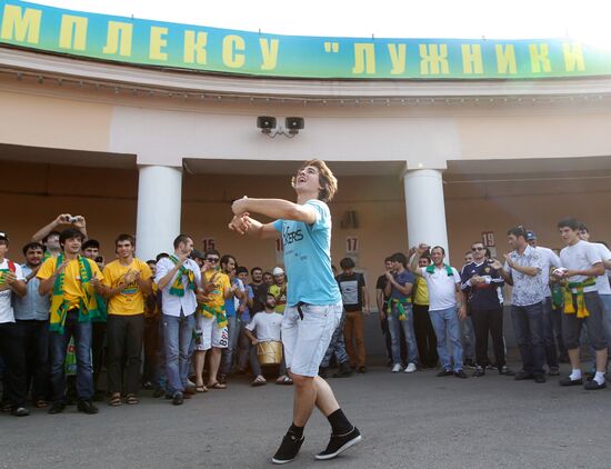 FC Anzhi fans arrive to attend Anzhi vs. Spartak match