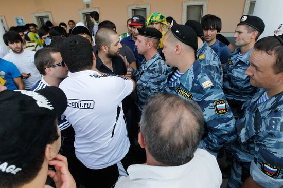 FC Anzhi fans arrive to attend Anzhi vs. Spartak match