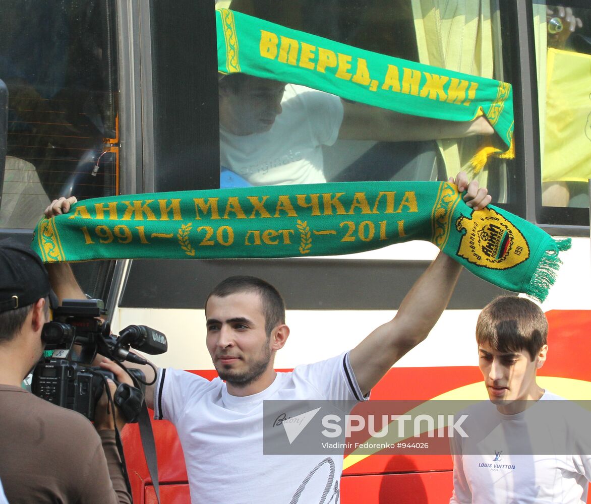 FC Anzhi fans arrive to attend Anzhi vs. Spartak match