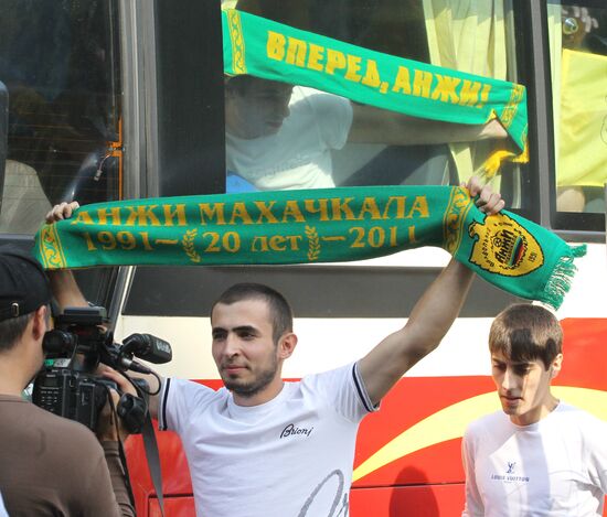 FC Anzhi fans arrive to attend Anzhi vs. Spartak match
