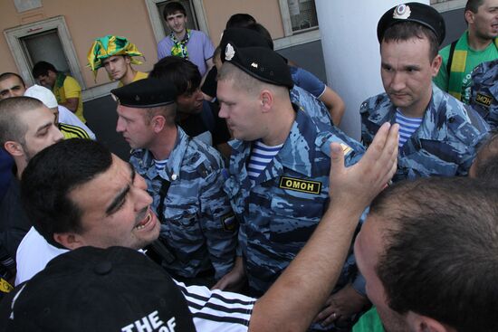 FC Anzhi fans arrive to attend Anzhi vs. Spartak match