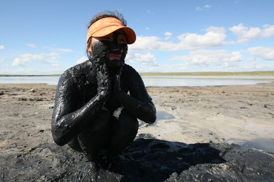 Salt lake Dus-Khol in Tyva Republic