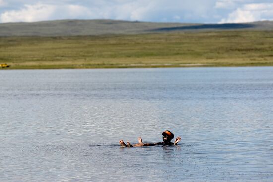 Salt lake Dus-Khol in Tyva Republic