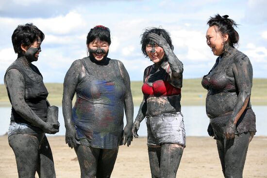 Salt lake Dus-Khol in Tuva Republic