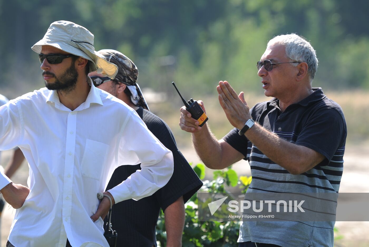 Karen Shakhnazarov during shooting of film "The White Tiger"