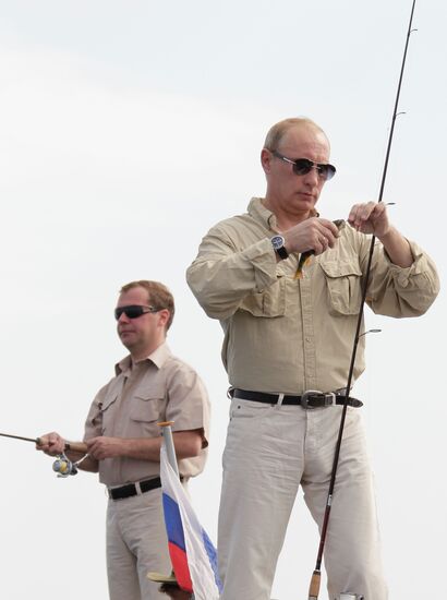 Dmitry Medvedev, Vladimir Putin in Astrakhan Region