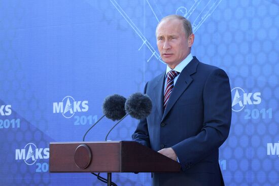 Vladimir Putin attends MAKS-2011 international air show