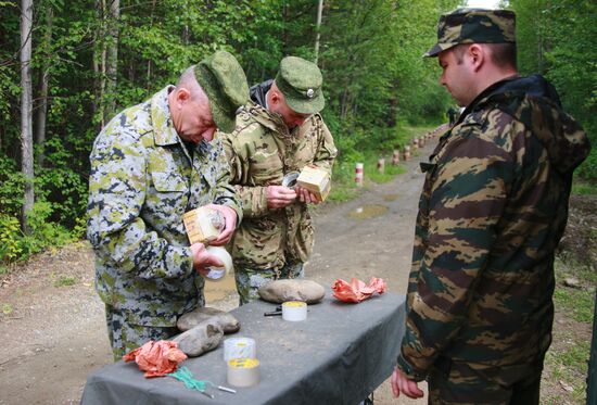 Explosive expert divers hold training drills at Lake Baikal