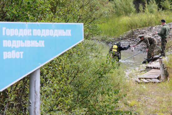 Explosive expert divers hold training drills at Lake Baikal