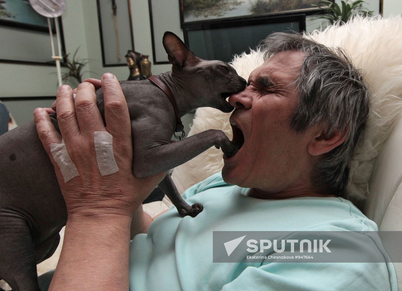 Music promoter Bari Alibasov in his home