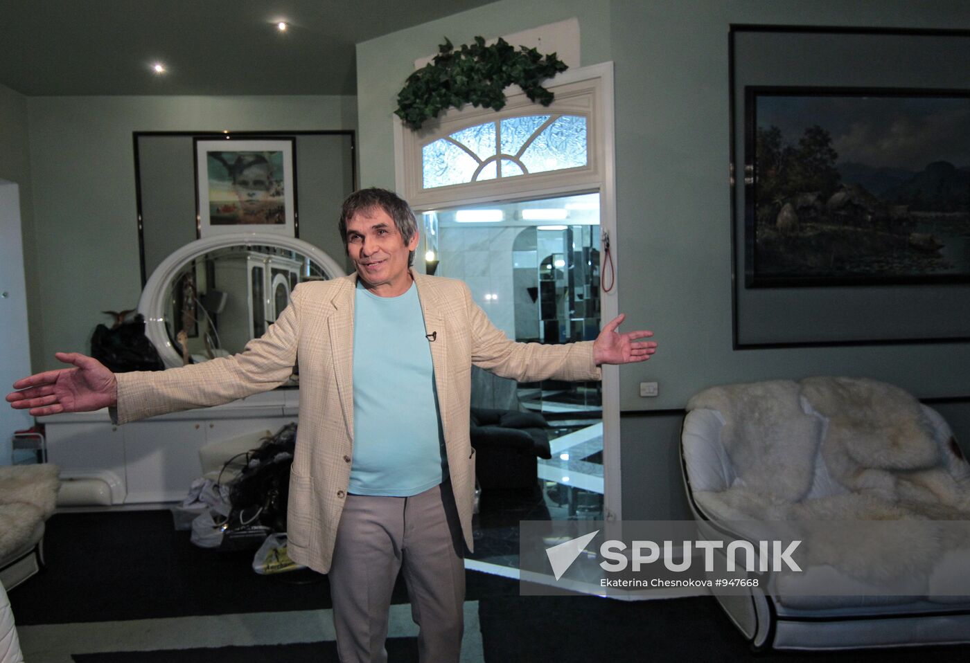 Music promoter Bari Alibasov in his home