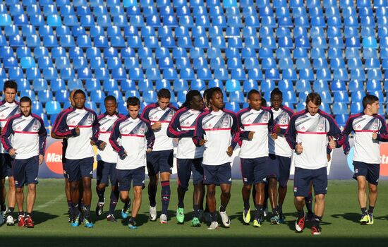 Pre-match training session at FC Olympic