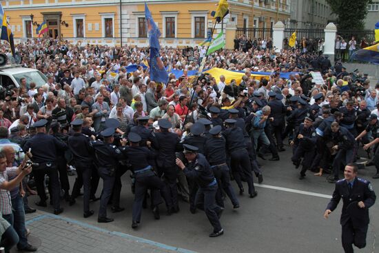 Ukrainian opposition movements stage rally on Independence Day