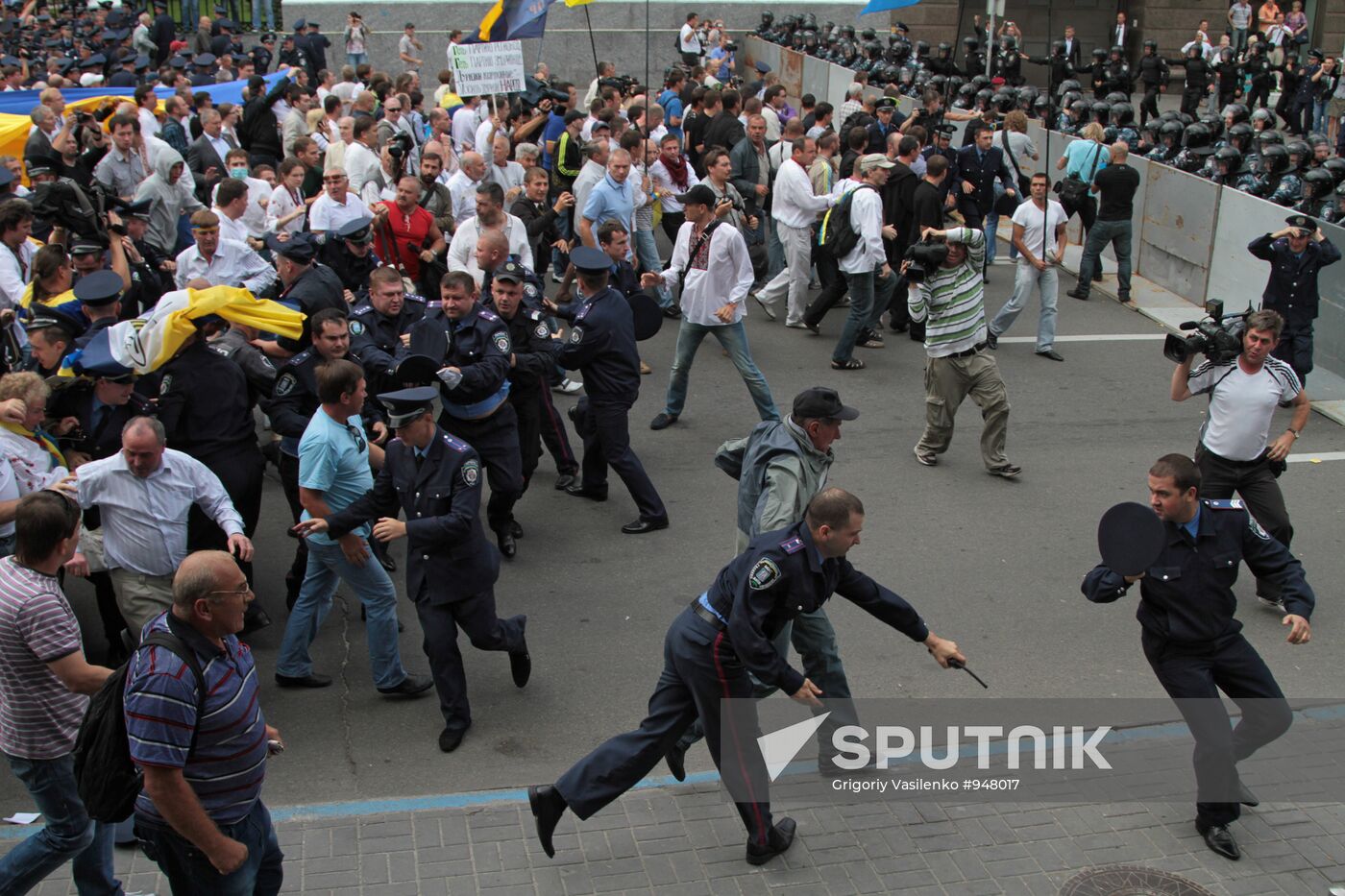 Ukrainian opposition movements stage rally on Independence Day