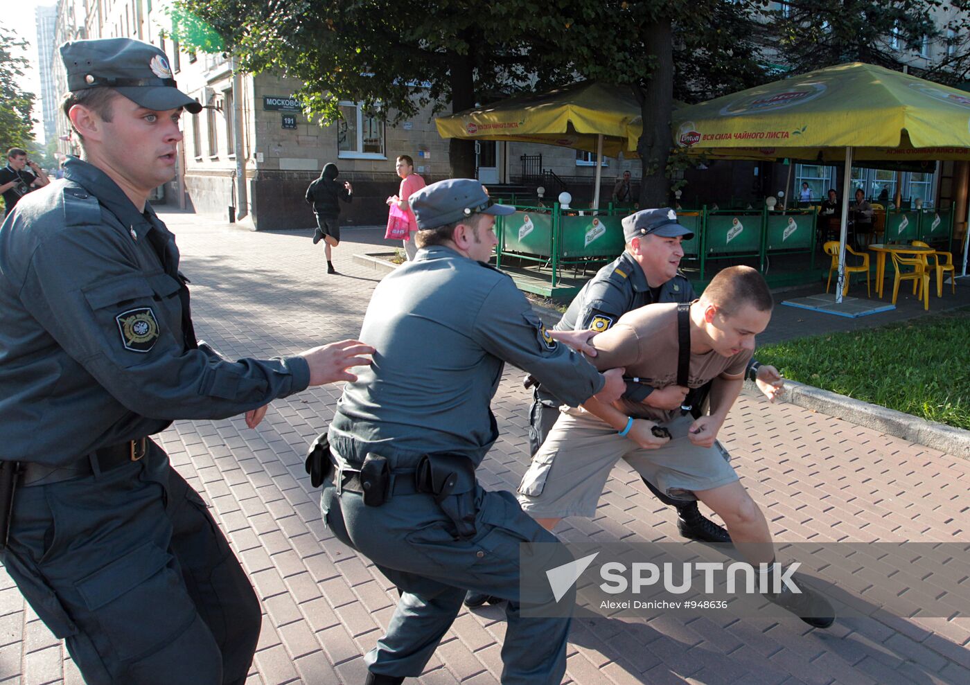 Participants in nationalist rallies in St. Petersburg