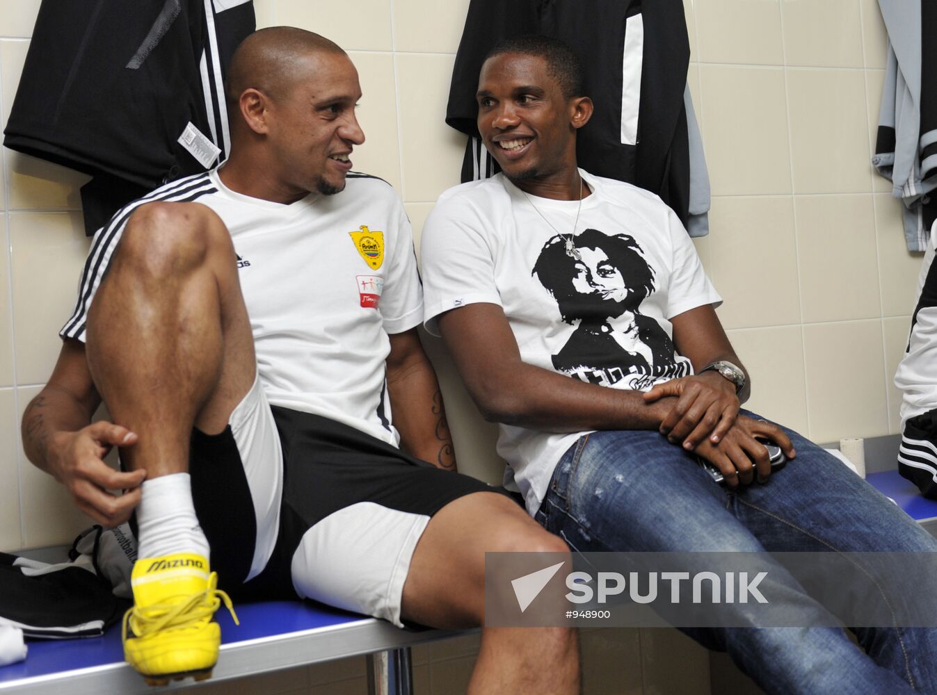 Football. First training session with Samuel Eto'o on team "Anji