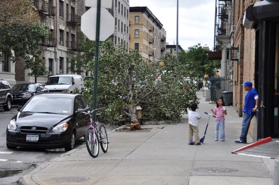 New York's street during Irene hurricane