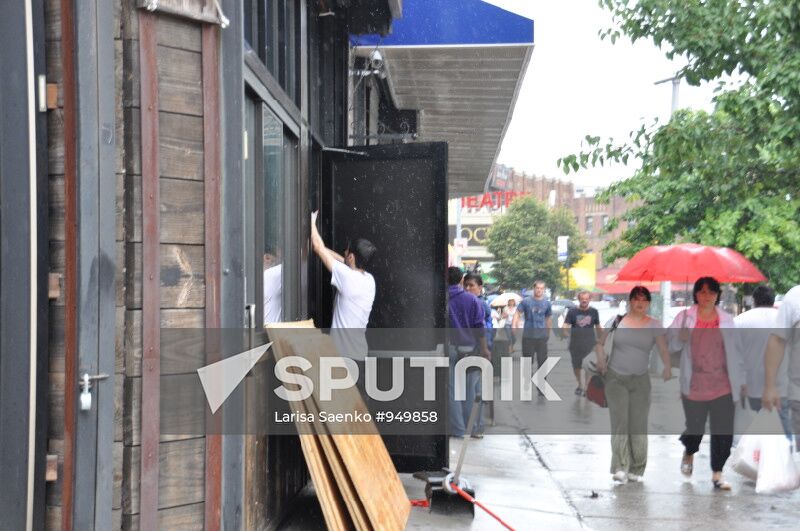 New York's street during Irene hurricane