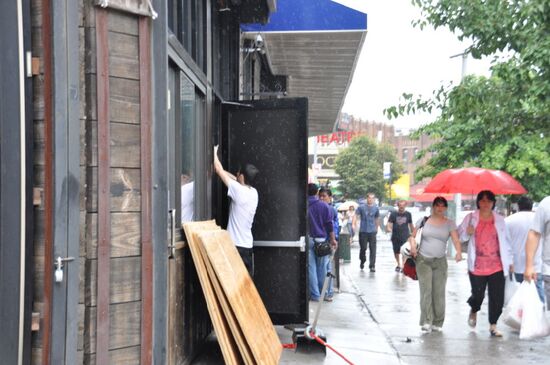 New York's street during Irene hurricane