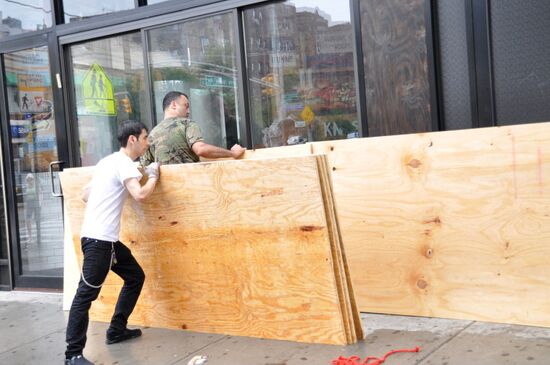 New York's street during Irene hurricane