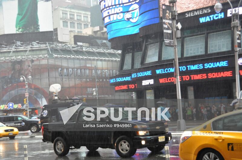 New York's street during Irene hurricane