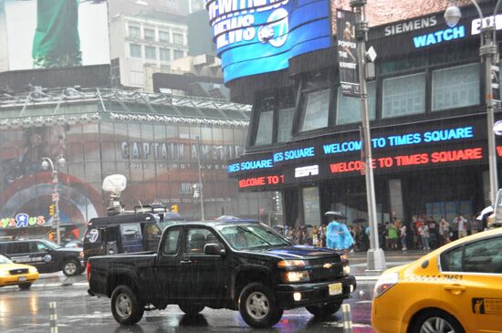 New York's street during Irene hurricane