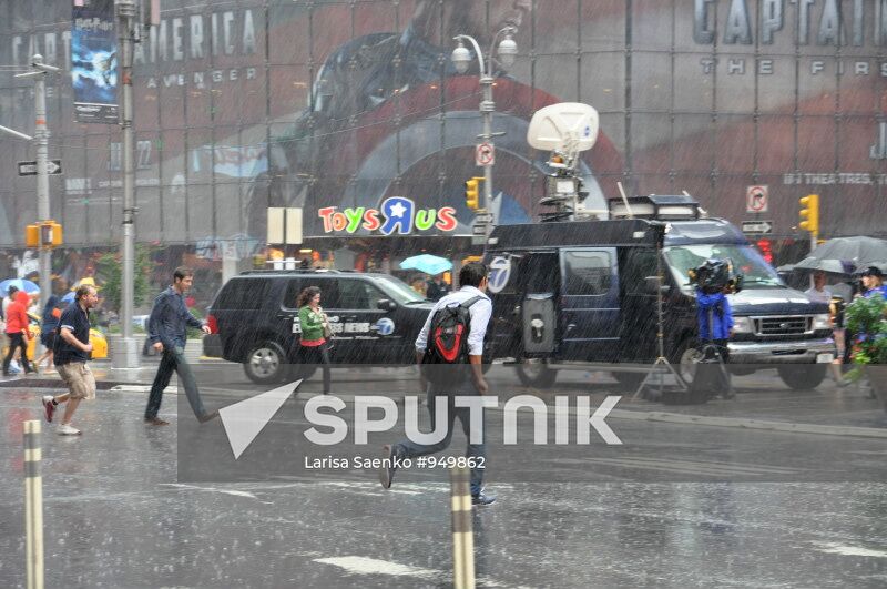 New York's street during Irene hurricane