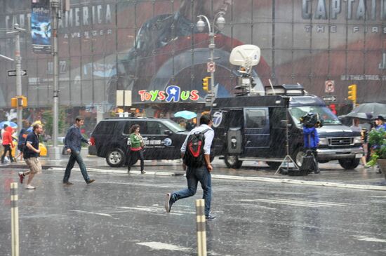 New York's street during Irene hurricane