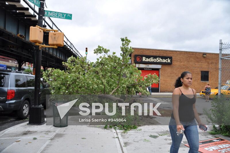New York's street during Irene hurricane