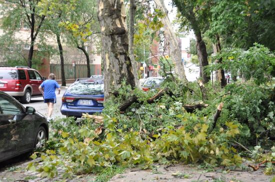 New York's street during Irene hurricane