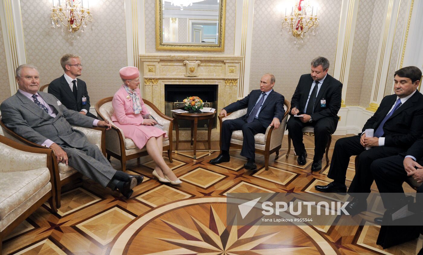 Vladimir Putin meets with Queen Margrethe II of Denmark