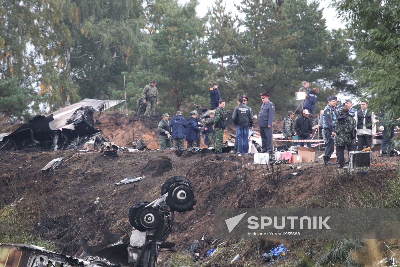 Crash site of Yak-42 jet near Yaroslavl