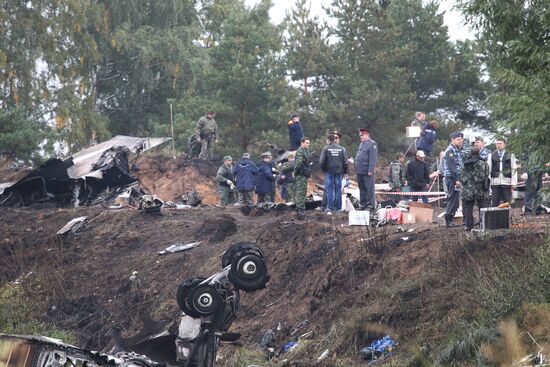 Crash site of Yak-42 jet near Yaroslavl