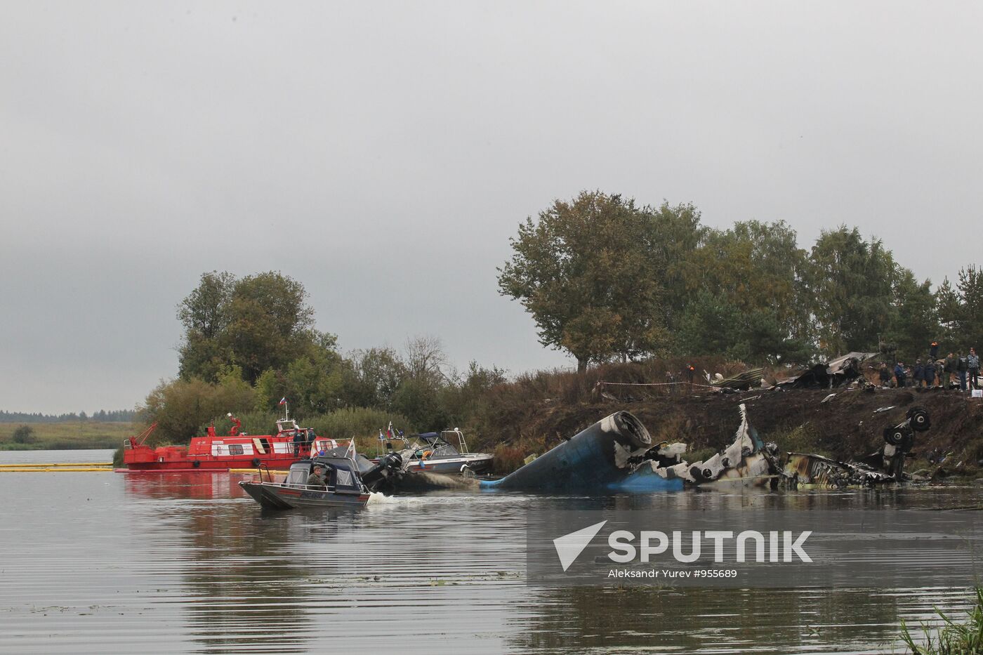 Crash site of Yak-42 jet near Yaroslavl