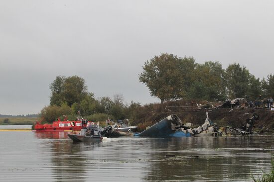 Crash site of Yak-42 jet near Yaroslavl