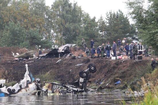 Crash site of Yak-42 jet near Yaroslavl
