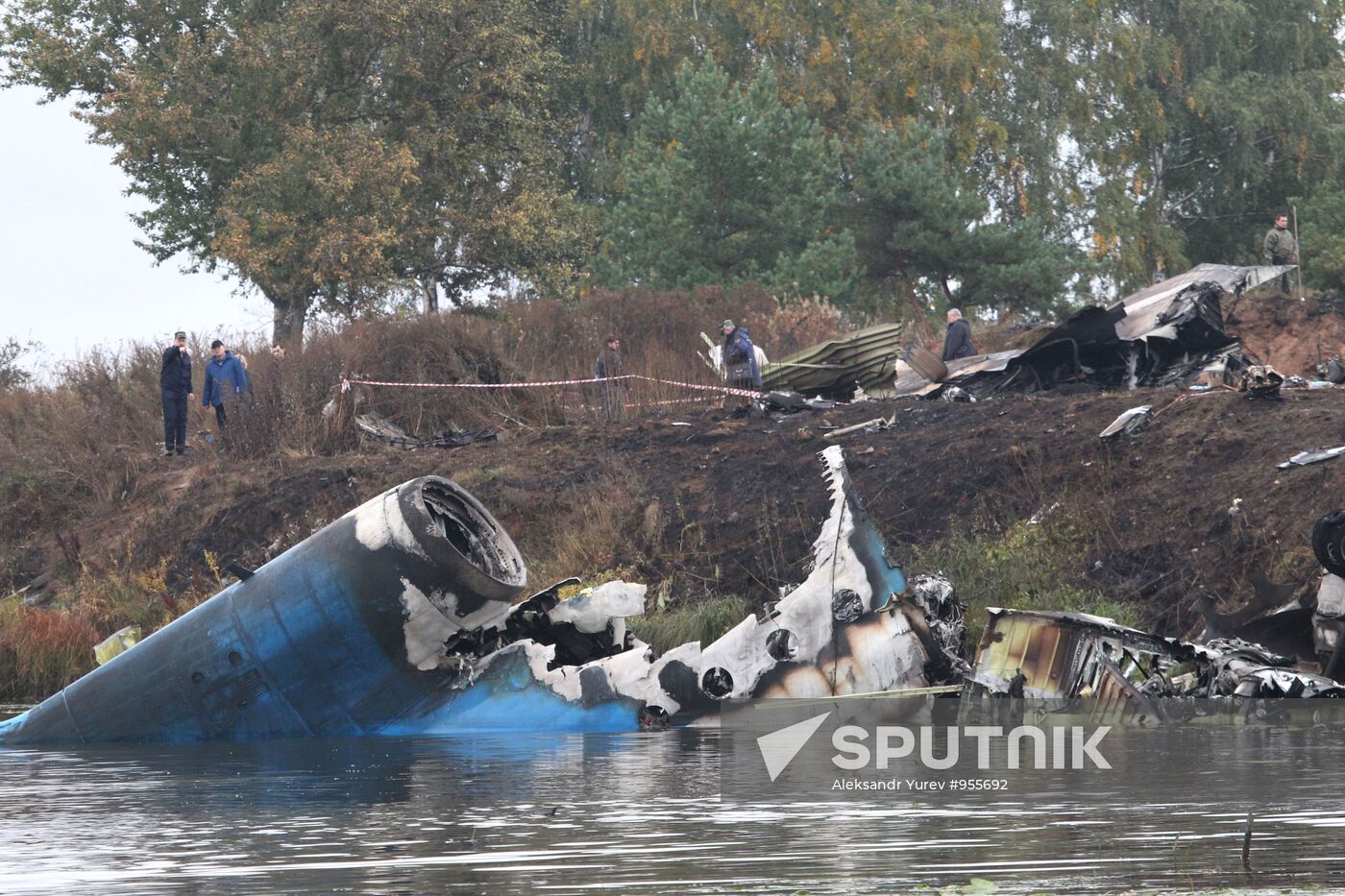 Crash site of Yak-42 jet near Yaroslavl