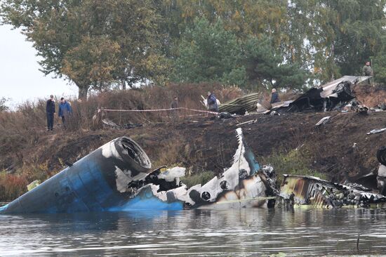 Crash site of Yak-42 jet near Yaroslavl