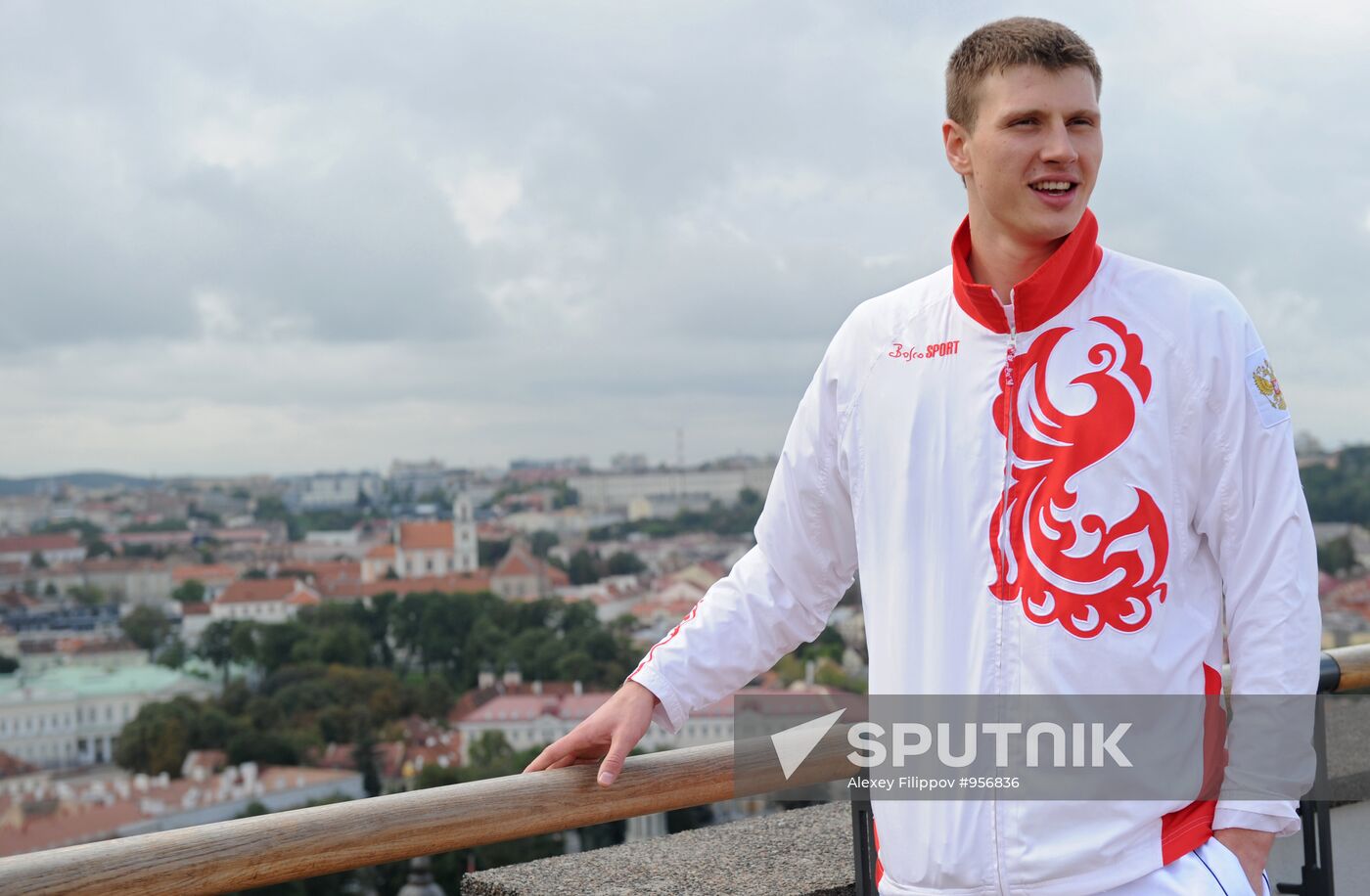 Basketball player Andrei Vorontsevich walking around Vilnius
