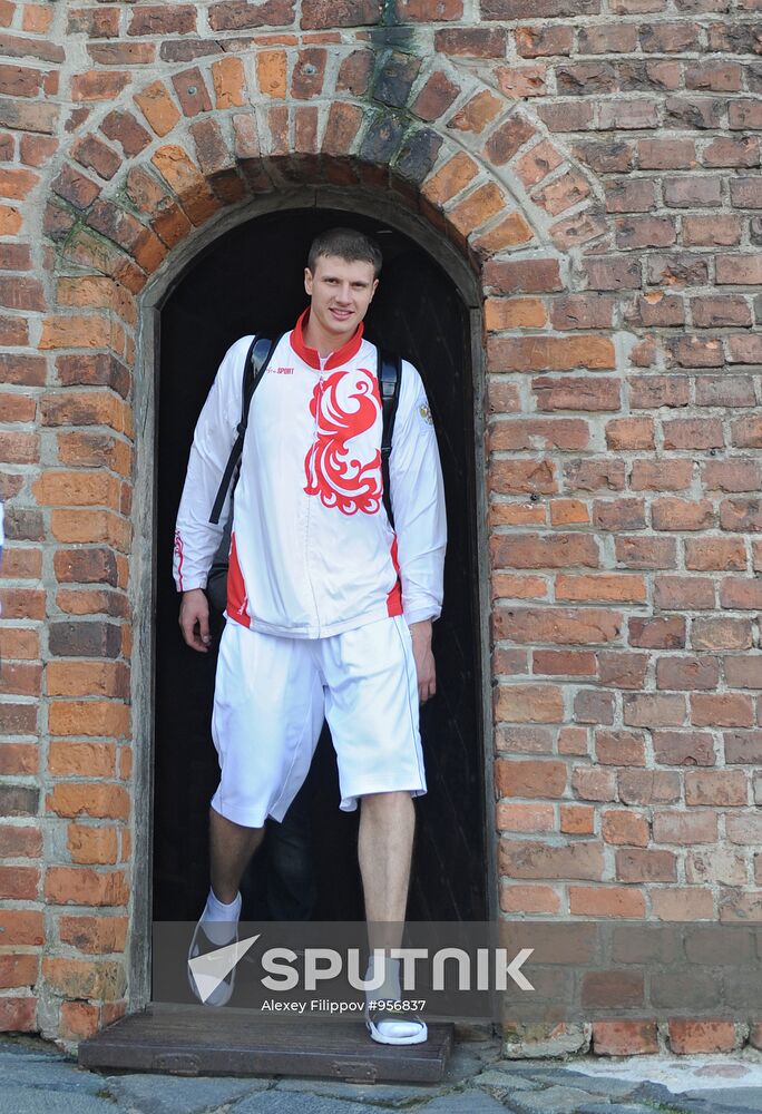 Basketball player Andrei Vorontsevich walking around Vilnius
