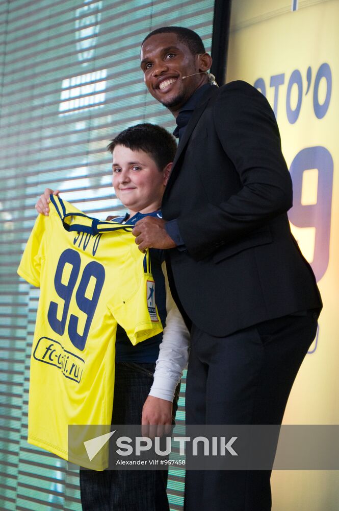 New Anzhi player Samuel Eto’o holds news conference