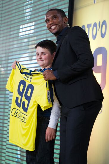 New Anzhi player Samuel Eto’o holds news conference