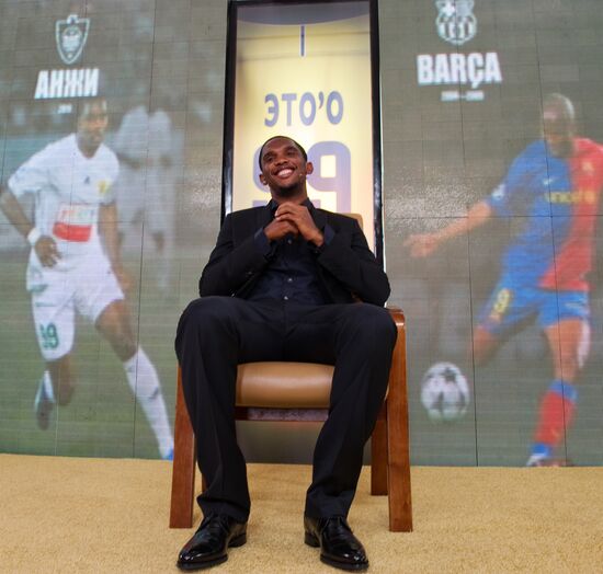 New Anzhi player Samuel Eto’o holds news conference