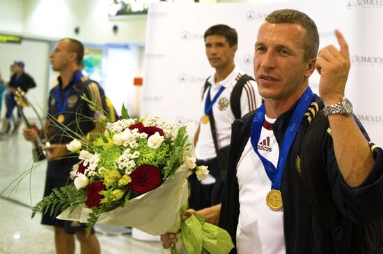 Russia's national beach soccer team arrives in Moscow