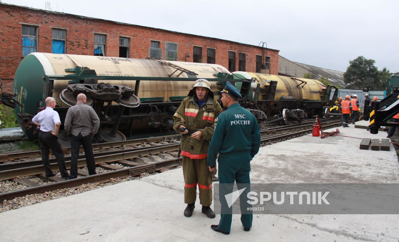 Petrol tanks overturn in Ussuriisk, Primorye Territory