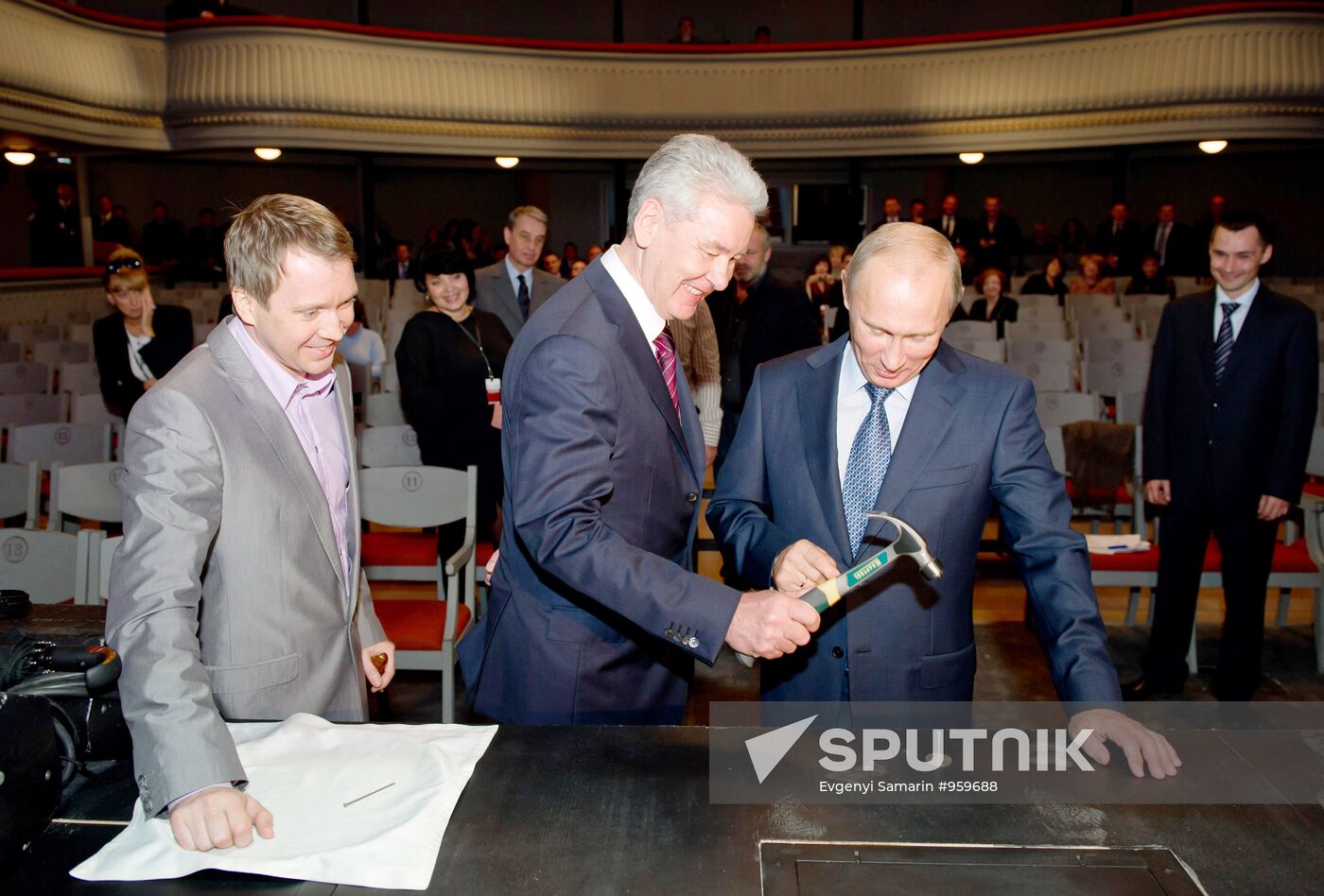 Vladimir Putin and Sergei Sobyanin at State Theater of Nations