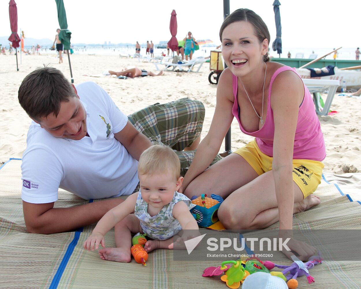 Natalya Lesnikovskaya with husband Ivan and son Yegor